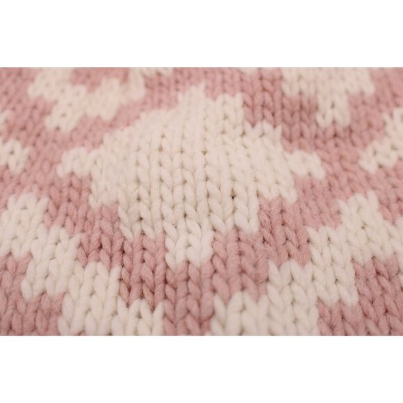 Pink and White Knit Pom Beanie Hat Made In Italy 95% Acrylic 5% Wool Warm & Soft - Picture 2 of 8